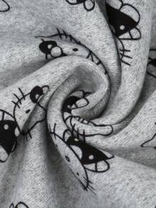 Sanrio طقم ملابس داخلية حرارية مبطنة للفتيات من كرتون سانريو كيتي توين مكون من قطعتين، لباس علوي بأكمام طويلة وبنطال، ملابس ناعمة ومريحة للفتيات لفصل الخريف/الشتاء