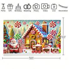 1 قطعة لافتة خلفية زخرفية لعيد الميلاد - بيت من الزنجبيل، بابا نويل والثلجي مع خلفية من الحلوى - ديكور حفلة العطلات وخلفية التصوير، مناسبة لتزيين البيئة الداخلية والخارجية، ديكور حفلة الموضوع، يمكن اختيار أحجام متعددة - متعدد الألوان - مشاهدة 9