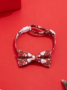 Christmas Pet Bow Tie Collar, Santa Claus Print Bow Tie Accessory, Cute Decor For Cats & Dogs Holiday Party Photo Shoot - Red - View 6