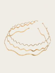 1 pieza Aro de pelo de mujer de estilo de onda delgada de color dorado metálico, diadema simple y práctica para el flequillo, accesorio de pelo minimalista y elegante