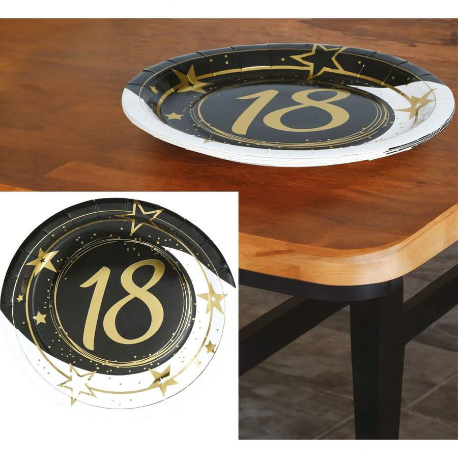 Fiestas Guirca Decoração para Festa de 18 Anos em Cores Douradas e Pretas, Perfeita para Celebrações Especiais, Decorações Brilhantes para Eventos, Temas Elegantes para Celebrar os 18 com Estilo e Distinção - Multicolorido - Ver 1
