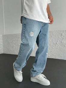 Teen Boy Casual Light Washed Ripped Distressed Denim Jeans