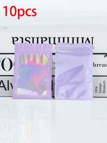 100/50/30/10pcs Resealable Bags, Clear Window Food Storage Bags, Candy Bags, Fudge Bags, Aluminum Foil Bags, Party Favor Packaging Bags, Holographic Resealable Bags Zipper Food Storage Aluminum Foil Mylar Scent Bags Plastic Flat Packaging Bags For Party Favors Food Candy Jewelry Lip Gloss, Available In Various Sizes And Colors - 開窗鐳射袋 - 查看 60