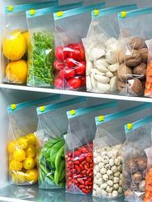 Bolsas reutilizables de almacenamiento de alimentos con cierre hermético, S/M/L, bolsas congeladoras gruesas, color azul, aptas para microondas, adecuadas para la conservación de alimentos y el almacenamiento categorizado