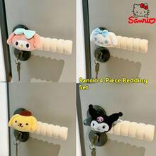 Sanrio 1 Pair Sanrio Licensed Cartoon Character Plush Door Knob Cover, Cute Melody, Pompompurin, Kuromi Design Door Handle Protector, Home Decor Door Knob Decorative Cover Set