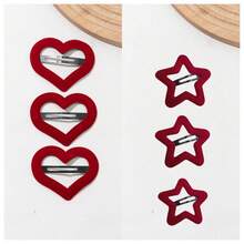 3个/套 红色心形发夹，适合作为情人节礼物送给女朋友，爪夹，发爪，发夹，发卡，发饰，新年魅力，头部饰品，发卡 - 紅色 - 查看 17