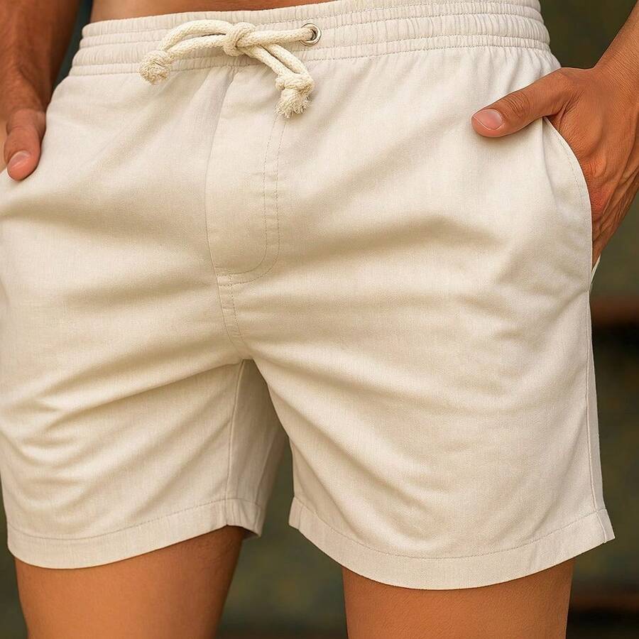 Mauricinho Men's Linen Twill Shorts. - 淺色水洗藍 - 查看 1