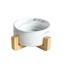 Elevated Ceramic Pet Bowl With Bamboo Stand, Anti-Spill Dog/Cat Food & Water Bowl, Protects Neck - Multicolor - View 6