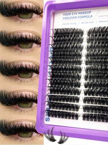 216 Pieces Individual Eyelash Clusters, 80D D Curl, 8-16mm, DIY Eyelash Extension Kit, Left And Right Matching, Super Thick, Fluffy, Natural Look, Reusable, Suitable For Home Use, Outings, Daily Life, Dates, Parties, Christmas, And Travel. (Eyelash Clusters, Individual Lashes, False Eyelashes)