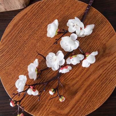 1本 人工桜の枝、偽の梅の花の茎、ホームデコレーション センターピース、ウェディングブーケ、春夏のテーブルデコレーション、ウェディングデコレーション、美的部屋の装飾、ホームデコレーション