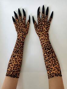 1 Pair Black Halloween Long Fingernail Witch Gloves, Role Play Prop Accessories Claw Gloves For Witch Performance, Suitable For Holiday Parties, Masquerades, Nightclubs, Halloween, Christmas Gifts Autumn Fall Winter Fall Arm Warmers - Multicolor - View 12