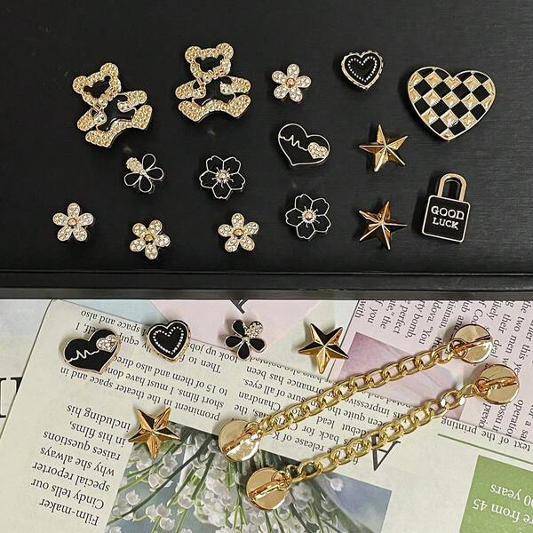 22pcs Cute Bear Shoe Charms, DIY Fashion Shoe Chains, Beaded Shoe Clips Decorations For Garden Shoes, Clogs, Sandals And Beach Bags - Perfect Gift For Holiday Parties And Special Occasions