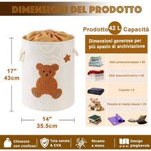 Cesto Ropa Sucia Cesta Ropa Sucia, Cesta de Juguetes Cesto Colada con Asa, Cubo Ropa Sucia para Lavadero Habitacin Infantil Salon Bao, Cestos para la Colada Juguete Jirafa - Oso - Ver 7