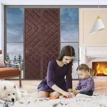 ستارة عازلة للحرارة مغناطيسية قطعة واحدة، مصنوعة من ألياف البوليستر المبطنة وقماش أكسفورد، تناسب الأبواب بعرض 80-120 سم، غطاء عازل للحرارة مغناطيسي مؤقت للشتاء، يساعد على الاحتفاظ بالهواء الدافئ/البارد