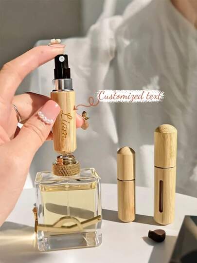 5ml Botella atomizadora de perfume recargable, Botella de spray de perfume personalizada, Botella de spray de perfume de lujo, Botella de decantación de perfume de viaje, Botella de decantación de perfume portátil, Botella atomizadora de perfume con carcasa de bambú, Botella rociadora recargable pequeña, Botella rociadora portátil personalizada, Regalo para novia, cumpleaños, mejor amiga, amigas, compañeras de trabajo, Navidad, Acción de Gracias, Día de la Madre, Día de los Inocentes, Pascua, San Valentín, Año Nuevo