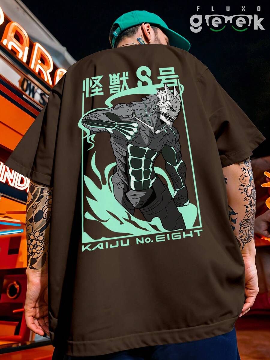 Camisa Camiseta Oversized Streetwear Dandadan Vovó Turbo Granny Okarun Anime REF 7340 FLUXOGEEK - Marrom - Visão 1