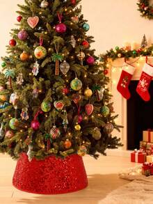 1件圣诞树围裙，红色圣诞树裙，树圈亮片装饰，圣诞树底座装饰，派对装饰，圣诞家居装饰，户外花园装饰，圣诞家居装饰，圣诞礼物，圣诞装饰 - 彩色 - 查看 7