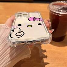 SANRIO Funda Transparente Antigolpes de Silicona para 17 16 14 15 11 12 13 Pro Max Plus, Linda Hello Kitty - SJCLR 04 - Ver 6