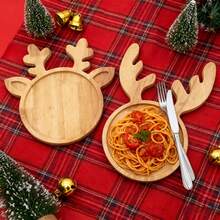 1PC Cute Deer Shaped Wooden Serving Tray, Nordic Style Fruit Nut Plate For Home Kitchen Party, Cross - Border Tableware