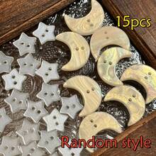 15/25 piezas Botones con forma de estrella y luna perlados, accesorios de ropa, manualidades hechas a mano, decoración DIY - Multicolor - Ver 13