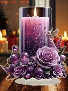 Multifunktionale lila Gebetskerze Dekoration - ideal für Weihnachts- und Neujahrs-Tischdekorationen, perfektes Urlaubsgeschenk, 2D flache Acryl Mehrzweck Heimdekoration