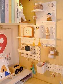 1 Pc Mountable Pegboard Wall Shelf, Cute & Elegant, Adhesive For Student Dorm, Simple Desk Organizer, Only For Light Items