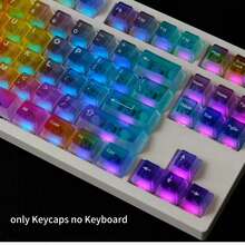 Transparent Frosted Rainbow Keycaps, Cherry Profile Customizable DIY Keycaps For 119 Keys, Suitable For 60%/65%/75%/L96%/100% Mechanical Keyboards