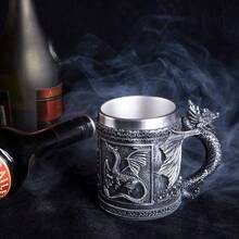 Medieval GOT Dragon DandD Game Mug Collectible Of Thrones Merchandise Beer Steins Viking Tankard Mug Stainless Coffee Cup Gift Mug For Dragon Collector Themed Party Decoration - DragonMug1 - Xem 3