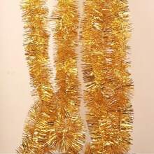 1/4 buc Coronițe de Crăciun din sârmă, Coronițe înfășurate în sârmă strălucitoare, Decorațiuni cu panglici, Agățători lungi strălucitoare pentru brad de Crăciun, Petreceri, Sărbători, Nunți, Zile de naștere, Balustrade de perete pentru brad (Din cauza fixării manuale, este posibil să existe o ușoară desprindere în timpul utilizării)