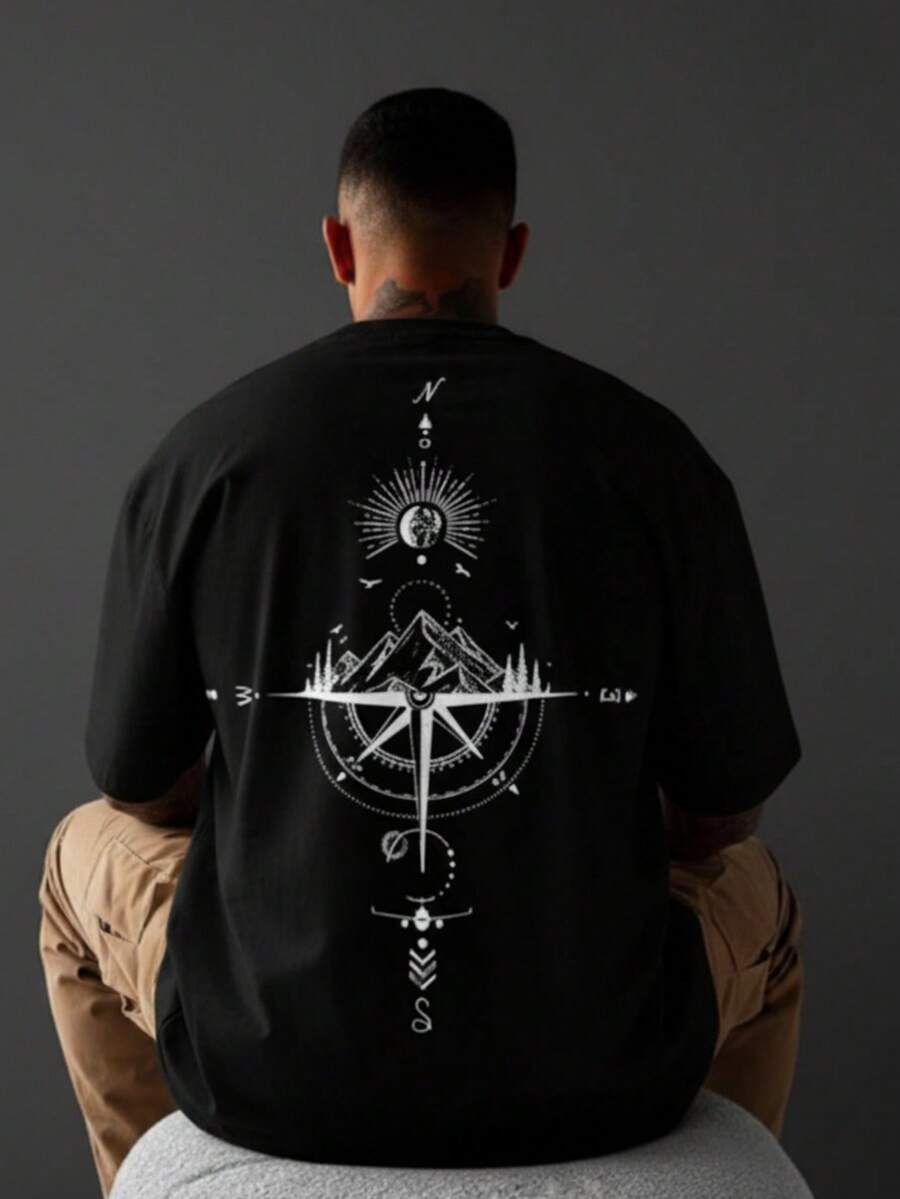 Men's T-Shirt MOUNTAIN PATH StreetWear 100% Cotton - 黑色 - 查看 1