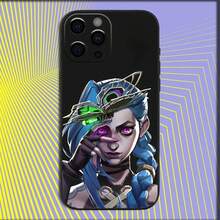 Custodia per telefono compatibile con Anime Arcane J-Jinx L-LOL, adatta per iPhone 16, 15, 14, 13, 12, 11, Pro, X, XS, Max, XR, Plus, Mini, in morbida cover nera - compatibile con 17, 17 Pro, 17 Pro Max