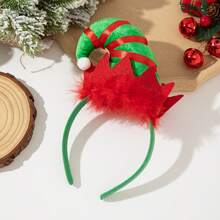 1 件圣诞精灵帽头带，卡通圣诞老人头饰，节日派对服装圣诞帽发饰 - 彩色 - 查看 6