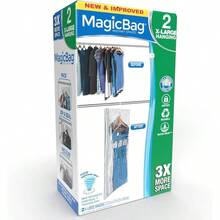 Smart Design MagicBag Instant Space Saver Storage Hanging Extra Large Dress Set Of 2 Vacuum Compression Bags Total Airtight Double Zipper