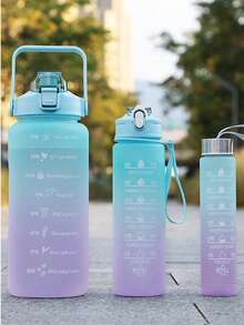 1pc 280ml/750ml/2000ml Large Capacity Purple Gradient PC Water Bottle, With Sticker Sports And Fitness Portable Straw Cup, For Home And Travel Outdoor Use