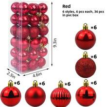 36pcs/Set Christmas Balls Set - Assorted Styles, Plastic Hanging Decorations For Christmas Tree, Bohemian Style, Ideal For Thanksgiving, Christmas Decorations, Scene Decor, Festivals Decor, Room Decor, Home Decor, Offices Decor, Theme Party Decor, Christmas Decor, Christmas Balls