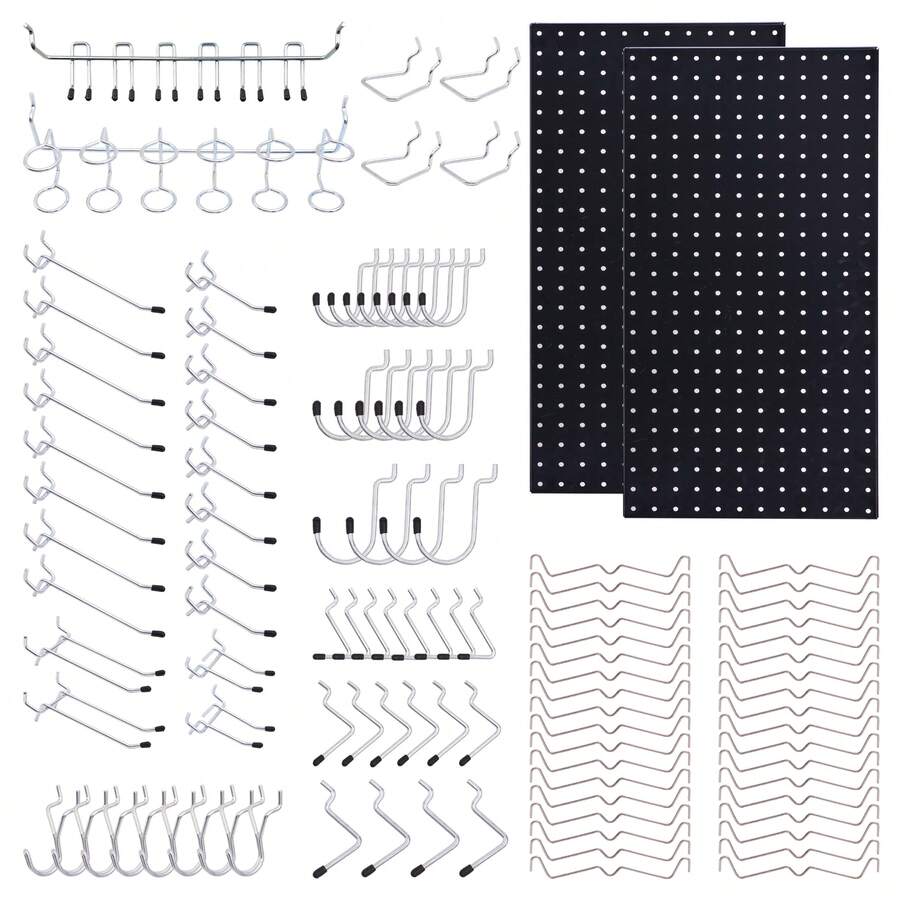 108-Piece Metal Hanging Pin Set With Pegboard: Highly Customizable Storage Solution - Silver - View 1