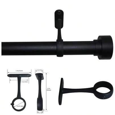 Soporte de montaje en techo para barra de cortina, set de 2 en negro