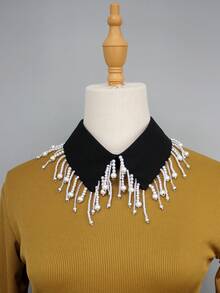 1pc Vintage Studded Pearl Beaded Detachable Collar, Handmade Luxury Sparkling Exaggerated Punk Style Collar For Women, Versatile Tassel Accessory For Dress For Christmas Decor,Graduation Outfit,Disco - Multicolor - View 8