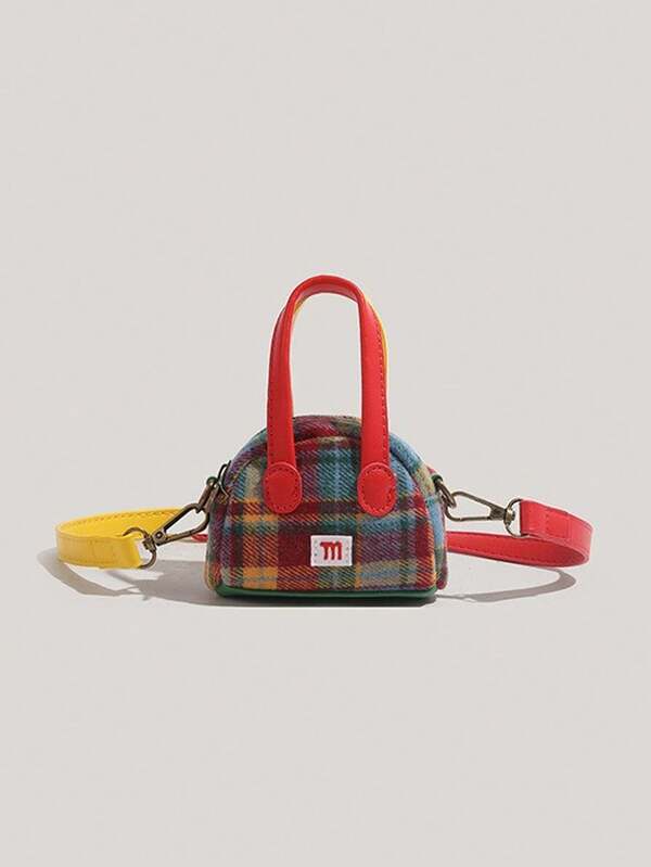 حقيبة يد صغيرة موضة من قماش وجلد اصطناعي (بي يو)، تشمل حزام كتف قابل للتعديل ثنائي اللون، حقيبة خفيفة وجميلة مناسبة كهدية