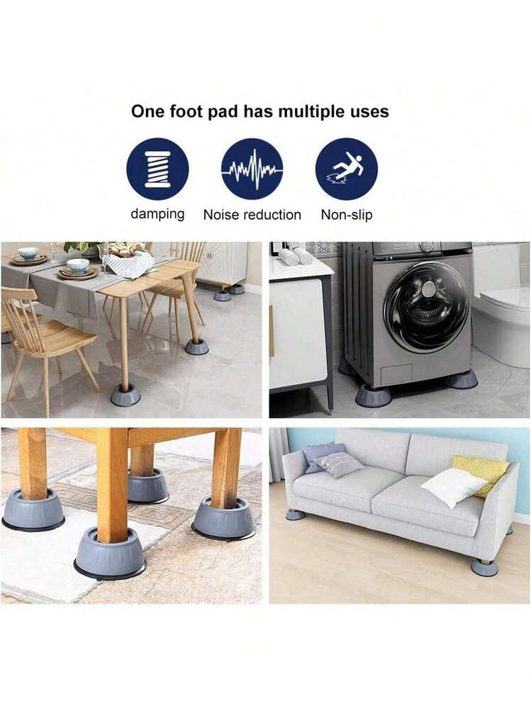 4Pcs Washing Machine Anti Pads, Rubber Vibration Damping & Noise Reduction Leveling Feet For Washer Dryer Refrigerator - Adjustable Anti-Walk Stabilizers Keep Appliance Stable And Quiet! - Multicolor - View 3