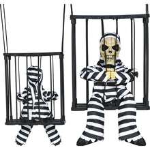 Fiestas Guirca Imprisoned Skeleton With Skull Mask For Themed And Children's Costumes, Halloween Decorative Figure With Cage And Movement, Perfect For Spooky Celebrations And Halloween Decorations - Multicolor - View 1
