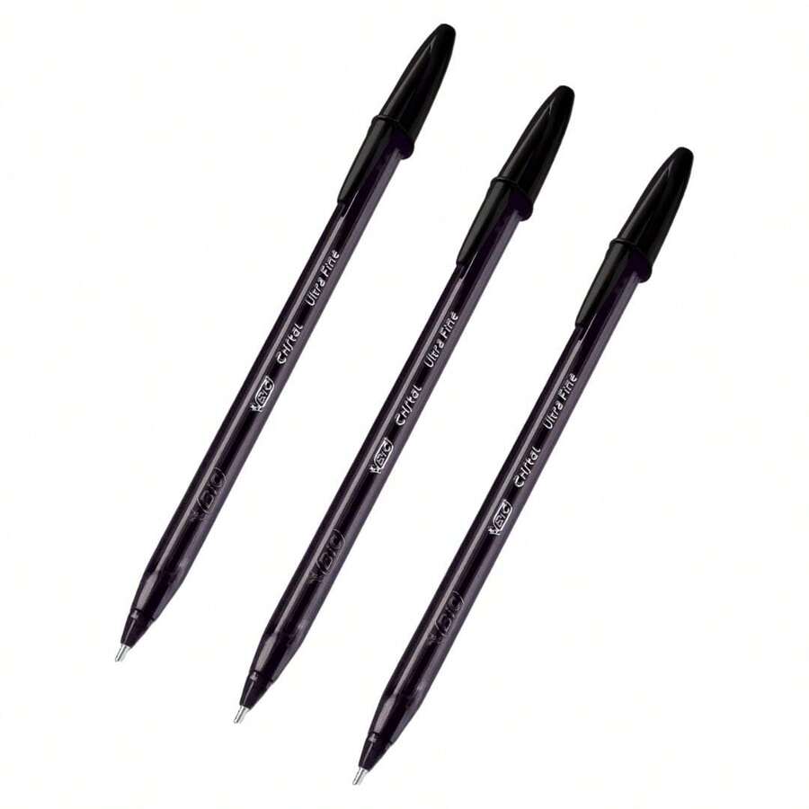 Bic Cristal Ultra Fine Pen Kit 3, 0.7mm Fine Point – Smooth Writing - 3 Black - View 1