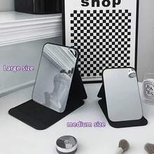 Medium Or Large Portable Makeup Mirror - Travel-Friendly Standing/Hanging Foldable Design, No Power Required, Suitable Home, Salon, Office, Dormitory - Elegant Black Frame Compact Makeup Mirror, Portable Desktop Accessory, Fashionable Smooth Craftsmanship, Essential Beauty Enthusiasts
