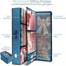 Wrapping Paper Storage Organizer Container Christmas Wrapping Paper Rolls Storage UnderBed Storage Box For Holiday Storage And Accessories Gift Wrap Storage Organizer Box - Blue - View 2