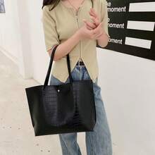 Bolso de mano de mujer con estampado de cocodrilo, bolso de hombro minimalista para ir al trabajo, bolso de compras de gran capacidad, bolso de mano casual multifuncional