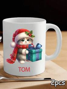 1/2/4 Pcs Customized Text Ceramic Mugs | Couple Personalized Mugs, Anniversary Gifts, Christmas Gifts, Christmas Morning Coffee Cups | Suitable For Couples, Lovers, Christmas Gift Buyers, Anniversary Celebrators, Romantic Gift Makers, Home Decor Enthusiasts, Daily Gift Givers, Customizable Text - Multicolor - View 16