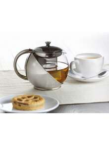 Tetera multifuncional con filtro, fabricada en vidrio transparente y acero inoxidable, ideal para preparar té, infusiones o café. Incluye tapa y filtro extraíble, y permite preparar té, café u otras bebidas. La tetera/hervidor de 500 ml está hecha de acero inoxidable y tiene forma esférica de vidrio. Es un práctico utensilio para preparar bebidas, ideal para la oficina y el hogar, y sirve para preparar té y otras infusiones.