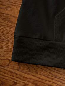 男童经典休闲百搭黑色刺绣纯棉卫衣，可单穿或叠穿 - 黑色 - 查看 9