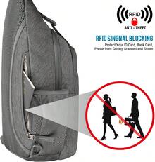 Mochila bandolera con bloqueo RFID, bandolera para senderismo, viajes - Naranja Claro - Ver 12