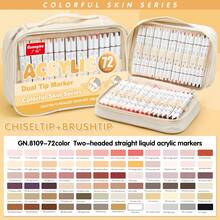 1pc Dual-Tip Acrylic Marker Pen, Soft Chisel Tip Brush Pen, Versatile For Coloring, Watercolor, DIY, Journaling, Graffiti, Art Painting, School Supplies